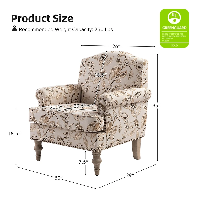 Lakeydra Farmhouse Style Armchair with Pattern Design