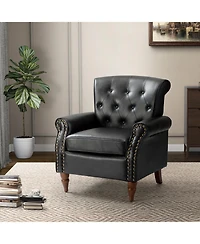 Edwin Transitional Comfy Armchair with Button-Tufted