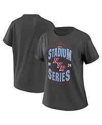 Women's Wear by Erin Andrews Charcoal New York Rangers 2024 Nhl Stadium Series Boyfriend T-shirt