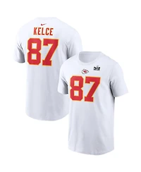 Men's Nike Travis Kelce White Kansas City Chiefs Super Bowl Lviii Patch Player Name and Number T-shirt