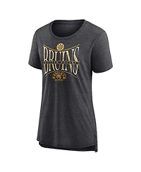 Women's Fanatics Heather Charcoal Boston Bruins Centennial Hockey Tri-Blend T-shirt