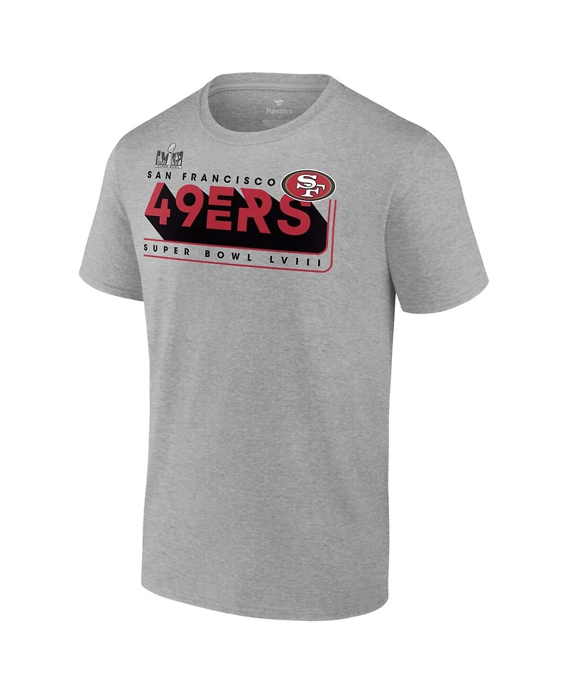 Men's Fanatics Heather Gray San Francisco 49ers 2023 Nfc Champions Two-Sided Roster Big and Tall T-shirt