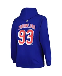 Men's Profile Mika Zibanejad Blue New York Rangers Big and Tall Name Number Pullover Hoodie
