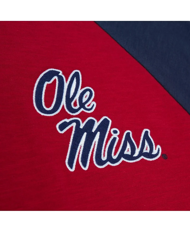 Men's Mitchell & Ness Red Ole Miss Rebels Legendary Slub Raglan Long Sleeve T-shirt