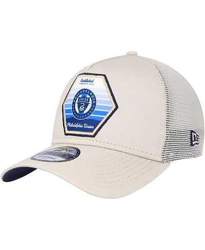 Men's New Era Cream Philadelphia Union Established Patch 9FORTY A-Frame Trucker Adjustable Hat
