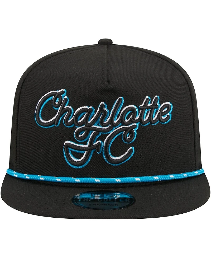 Men's New Era Black Charlotte Fc Script Golfer Adjustable Hat