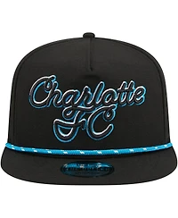 Men's New Era Black Charlotte Fc Script Golfer Adjustable Hat