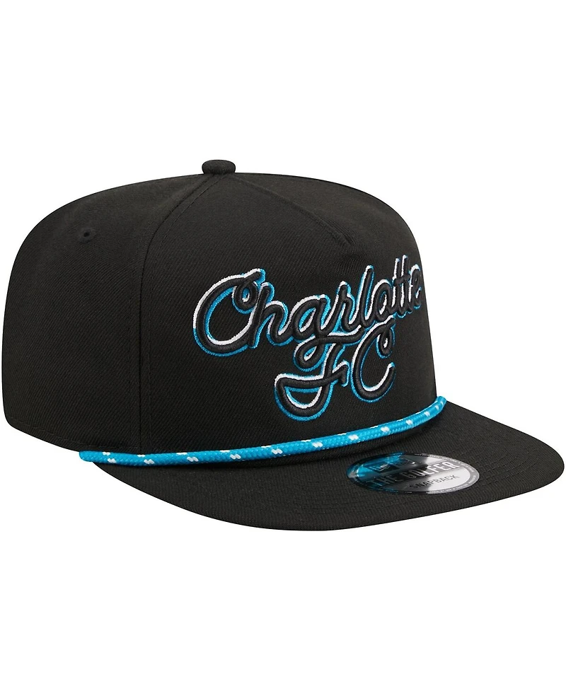 Men's New Era Black Charlotte Fc Script Golfer Adjustable Hat