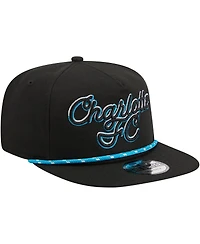 Men's New Era Black Charlotte Fc Script Golfer Adjustable Hat