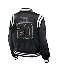Women's Wear by Erin Andrews Black Shield Merchandise Bomber Full-Zip Jacket