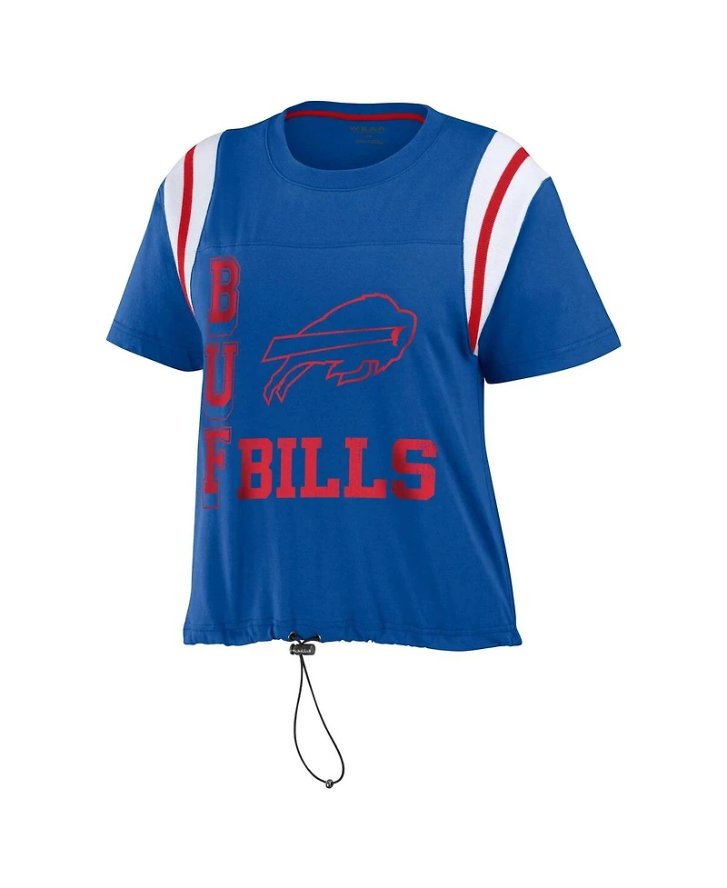Women's Wear by Erin Andrews Royal Distressed Buffalo Bills Cinched Colorblock T-shirt