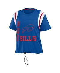 Women's Wear by Erin Andrews Royal Distressed Buffalo Bills Cinched Colorblock T-shirt