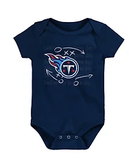 Baby Boys and Girls Navy, Light Blue, Heather Gray Tennessee Titans Three-Pack Eat, Sleep and Drool Retro Bodysuit Set