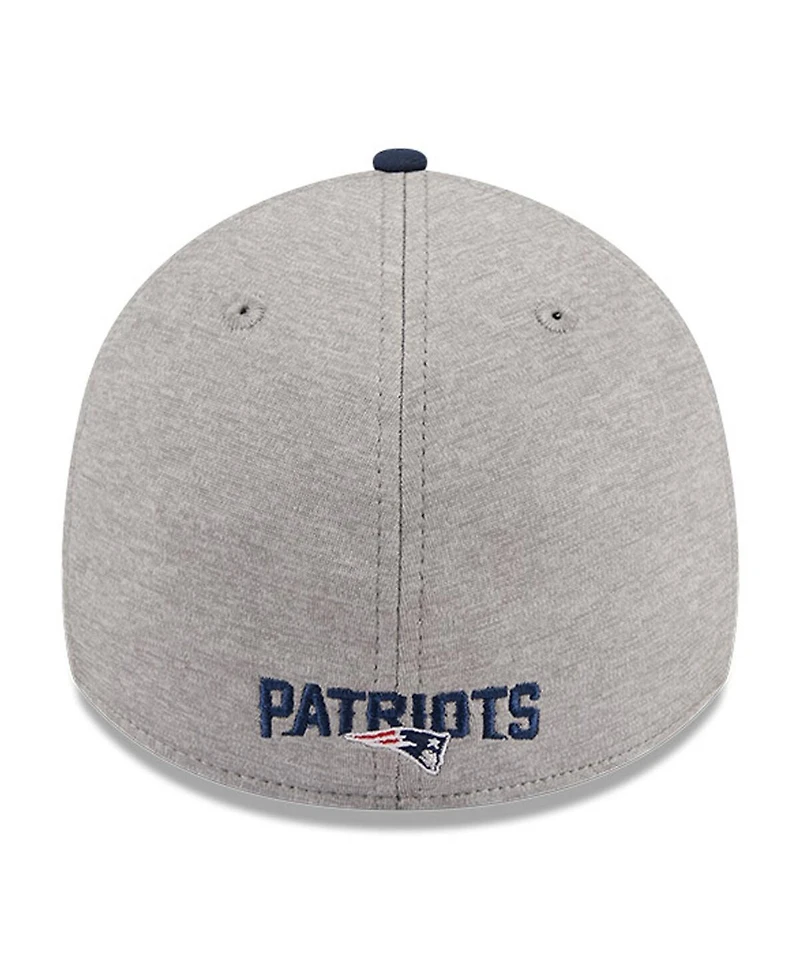 Men's New Era Heather Gray, Navy England Patriots Striped 39THIRTY Flex Hat