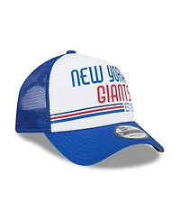 Men's New Era White, Royal New York Giants Stacked A-Frame Trucker 9FORTY Adjustable Hat