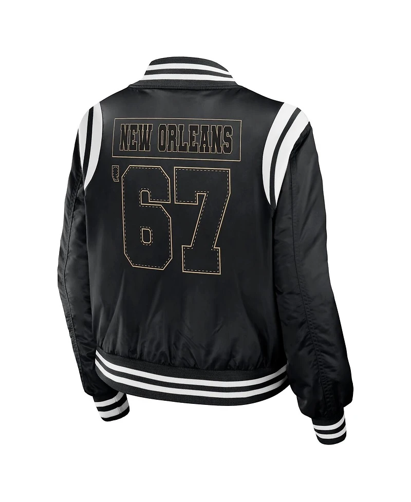 Women's Wear by Erin Andrews Black New Orleans Saints Bomber Full-Zip Jacket