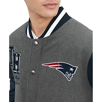 Men's Tommy Hilfiger Heather Gray, Navy New England Patriots Gunner Full-Zip Varsity Jacket