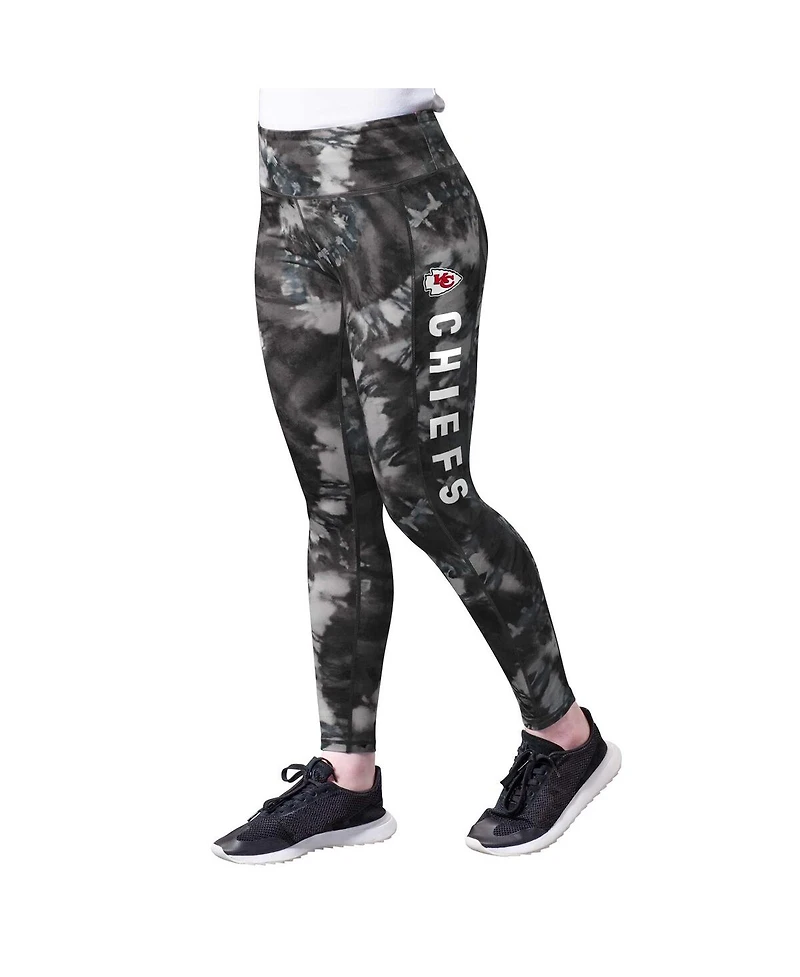 Women's Msx by Michael Strahan Black Kansas City Chiefs Aubrey Tie-Dye Leggings