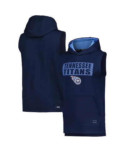Men's Msx by Michael Strahan Navy Tennessee Titans Marathon Sleeveless Pullover Hoodie