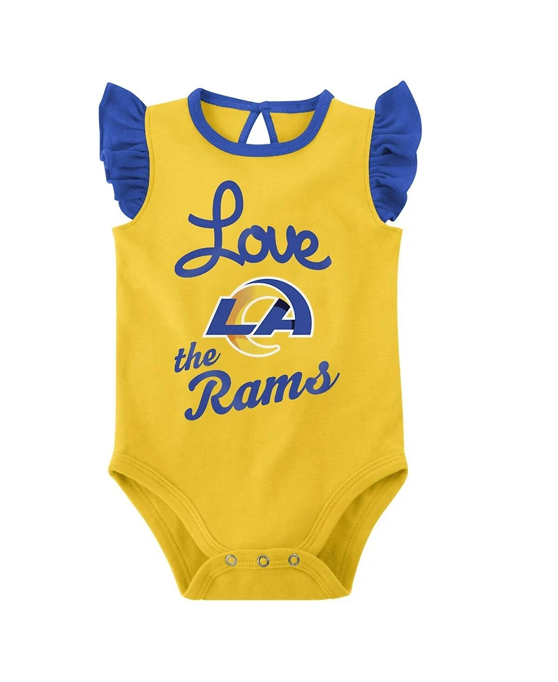 Baby Girls Royal, Gold Los Angeles Rams Spread the Love 2-Pack Bodysuit Set