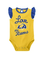 Baby Girls Royal, Gold Los Angeles Rams Spread the Love 2-Pack Bodysuit Set