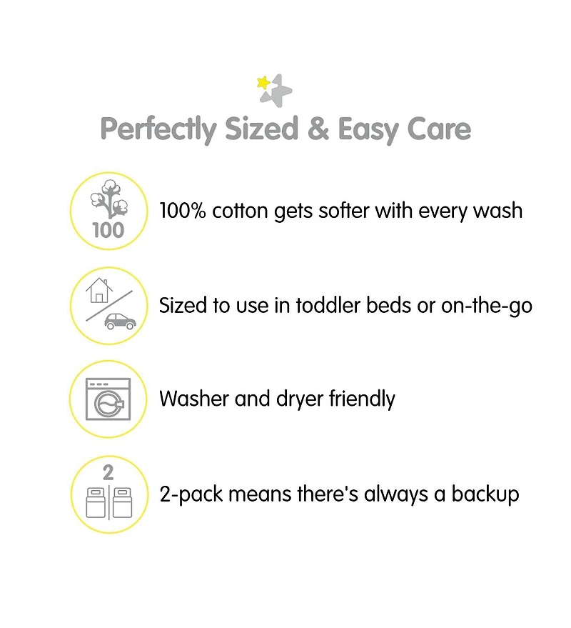 Breathable Baby Cotton Percale Toddler Pillow, 13" x 18" (2-Pack)