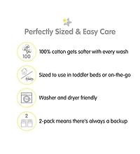 Breathable Baby Cotton Percale Toddler Pillow, 13" x 18" (2-Pack)