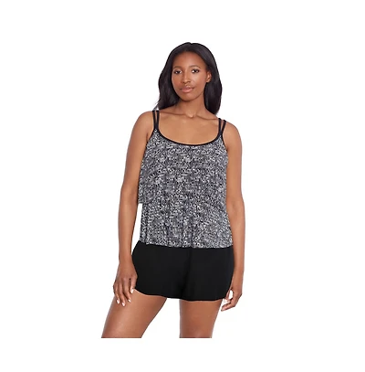 Longitude by Mimi Flamingo Women's Madison Square Double Ruffle Faux Swimsuit Skirtini
