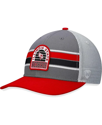 Men's Top of the World Gray, Red Illinois State Redbirds Aurora Trucker Adjustable Hat