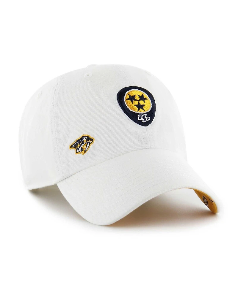Women's '47 Brand White Nashville Predators Confetti Clean Up Adjustable Hat