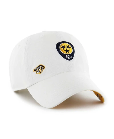 Women's '47 Brand White Nashville Predators Confetti Clean Up Adjustable Hat