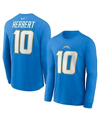 Men's Nike Justin Herbert Powder Blue Los Angeles Chargers Player Name and Number Long Sleeve T-shirt