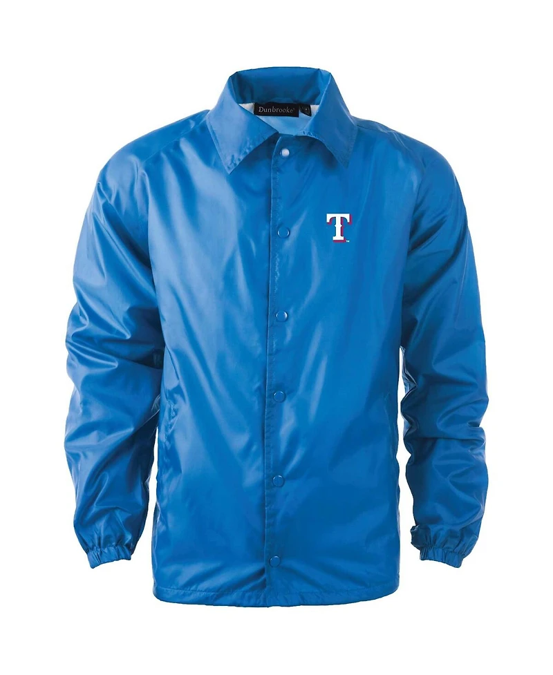 Men's Dunbrooke Royal Texas Rangers Coach's Raglan Full-Snap Windbreaker Jacket