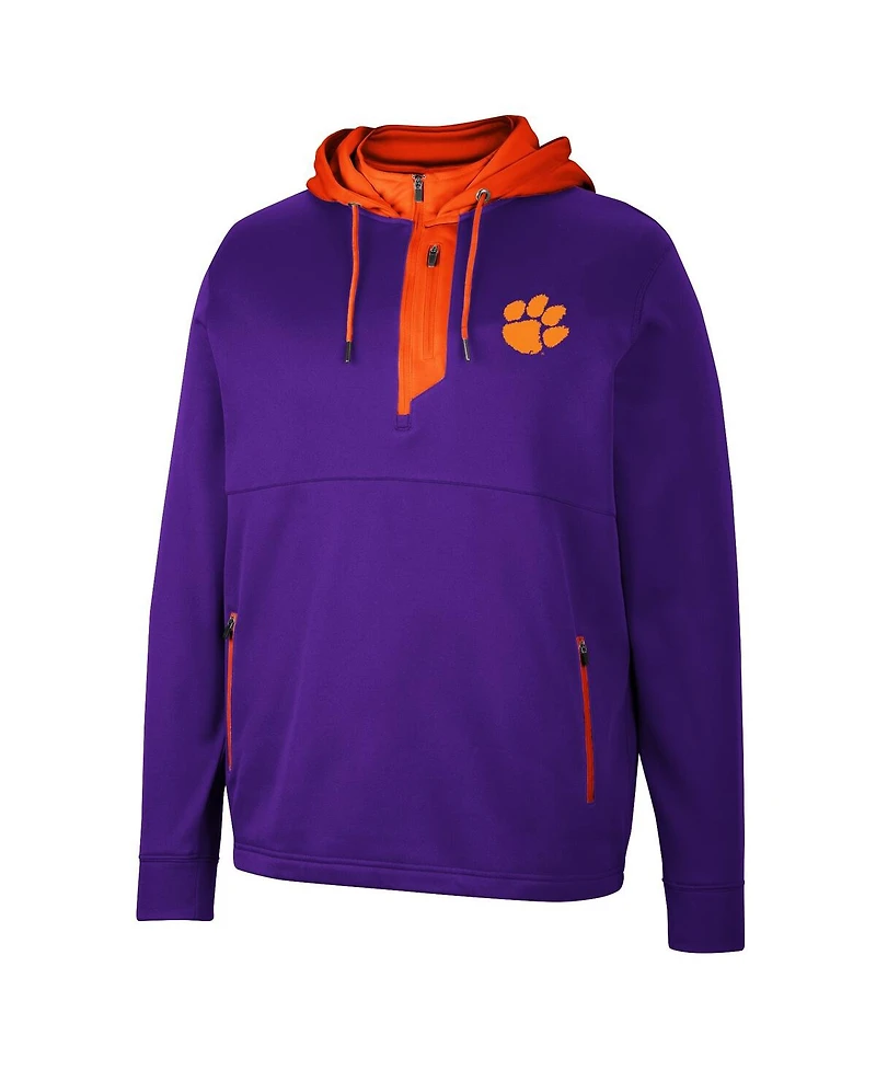 Men's Colosseum Clemson Tigers Luge 3.0 Quarter-Zip Hoodie