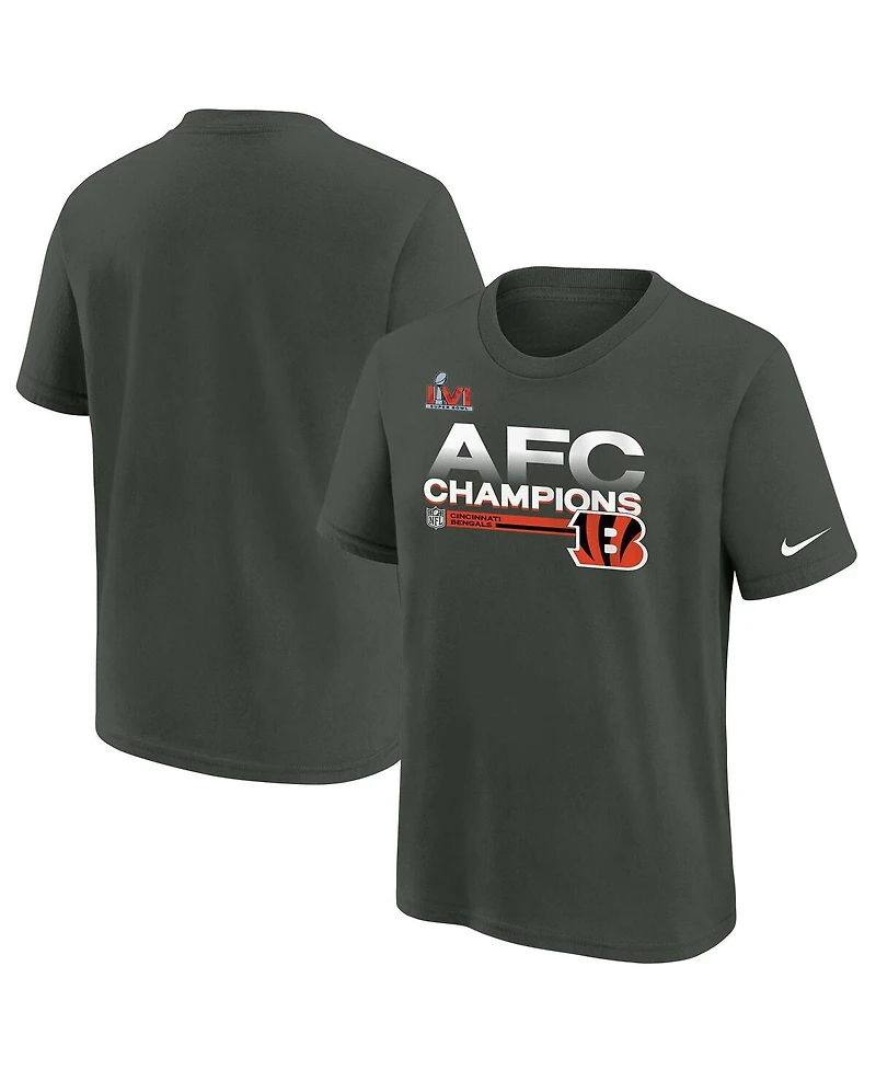 Big Boys Nike Anthracite Cincinnati Bengals 2021 Afc Champions Locker Room Trophy Collection T-shirt