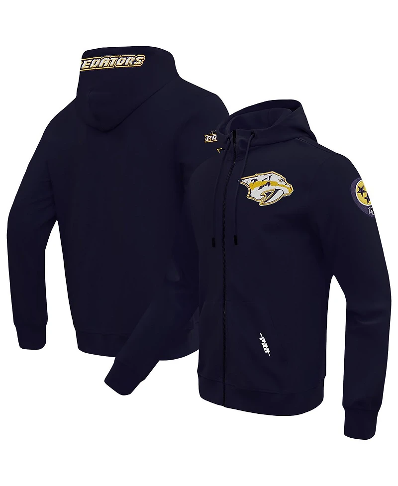 Men's Pro Standard Navy Nashville Predators Classic Chenille Full-Zip Hoodie Jacket