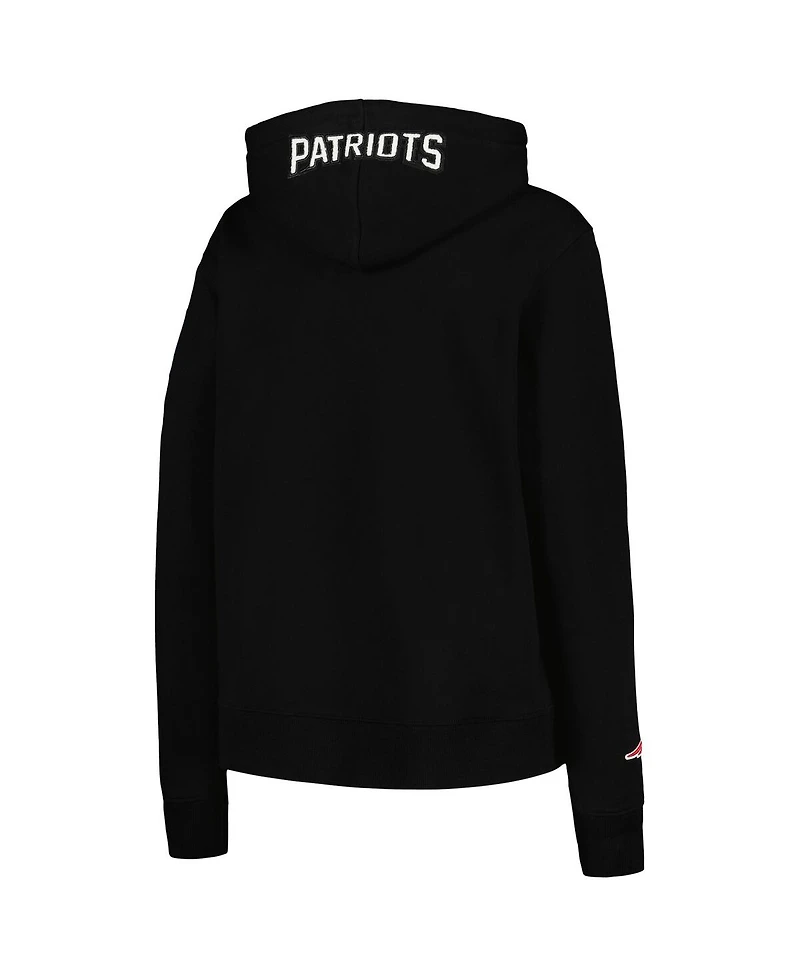 Women's Pro Standard Black New England Patriots Animal Print Fleece Pullover Hoodie