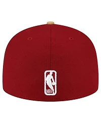 Men's New Era Wine, Gold Cleveland Cavaliers 2-Tone 59FIFTY Fitted Hat