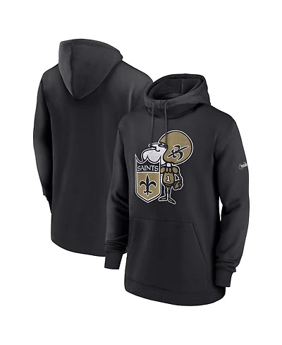 Men's Nike Black Distressed New Orleans Saints Classic Pullover Hoodie