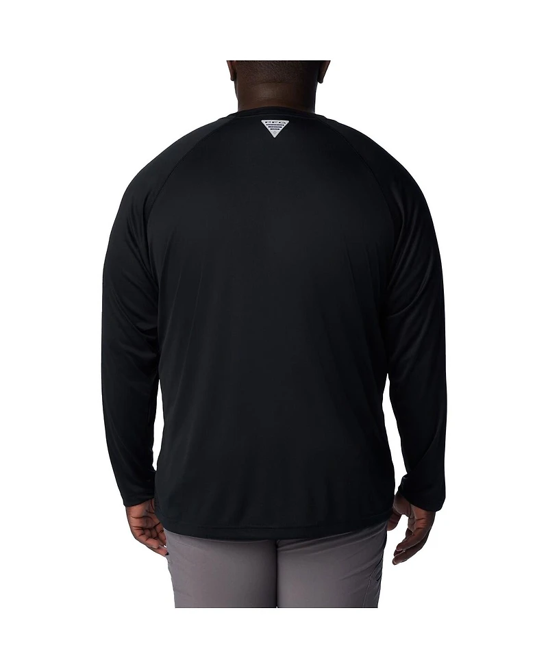 Men's Columbia Black Ohio State Buckeyes Big and Tall Terminal Tackle Omni-Shade Raglan Long Sleeve T-shirt