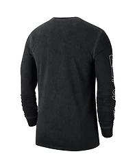 Men's Nike Black Distressed Brooklyn Nets Courtside Retro Elevated Long Sleeve T-shirt