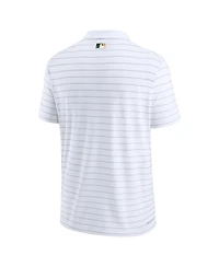 Men's Nike White Oakland Athletics Authentic Collection Striped Performance Pique Polo Shirt