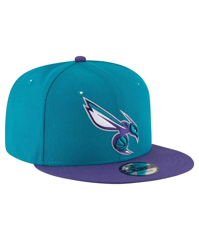 Men's New Era Teal, Purple Charlotte Hornets Official Team Color 2Tone 9FIFTY Snapback Hat