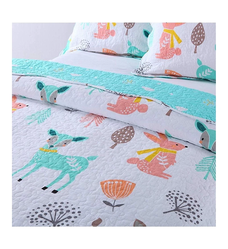 MarCielo 100% Cotton Kids Quilt Bedspread Set for Teens Girls Bedding Deer