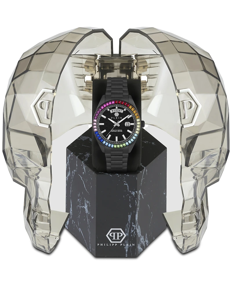 Philipp Plein Men's Date Superlative Black Ion Plated Stainless Steel Bracelet Watch 42mm