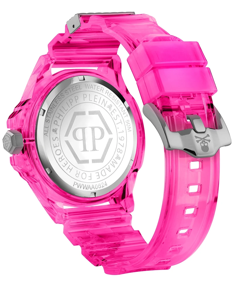 Philipp Plein Unisex The Skull Scuba Duba Pink Silicone Strap Watch 44mm