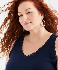 Style & Co Plus Size Lace-Trimmed Tank Top, Exclusively at Macy's