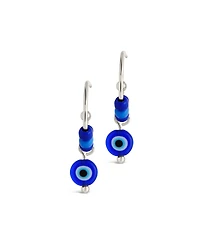 Sterling Forever Gold-Tone or Silver-Tone Blue Beaded Accent Sibyl Hoops