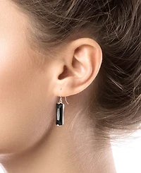 Rectangular Crystal Drop Earrings Silver-Plate