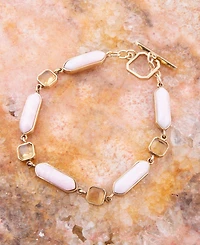 Barse Etta Genuine Pink Opal and Yellow Quartz Abstract Link Bracelet